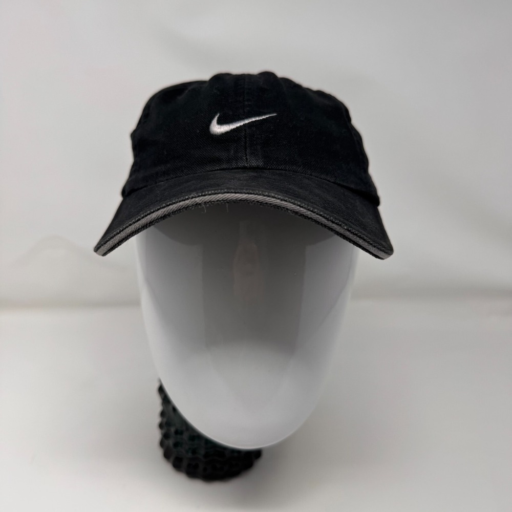 Nike Hat Black Youth One Size Adjustable Swoosh Cap Embroidery Logo - Picture 2 of 10